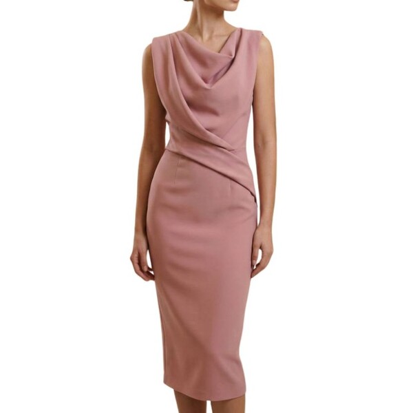 Pudrowa Sukienka Midi ASOS DESIGN Drapowana Rozmiar 40