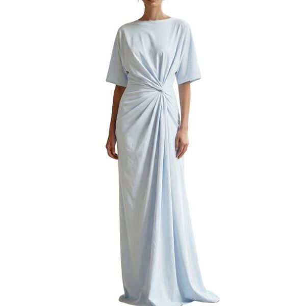 Błękitna sukienka maxi ASOS DESIGN z drapowaniem Rozmiar 42