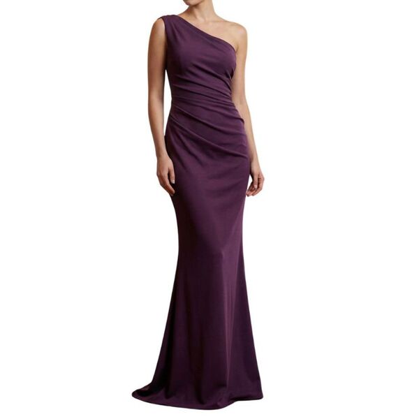Śliwkowa suknia wieczorowa maxi ASOS DESIGN one-shoulder Rozmiar 34