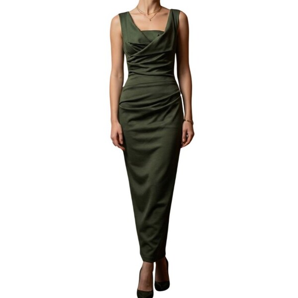 Oliwkowa Sukienka Maxi Asos Design Drapowana Rozmiar 38