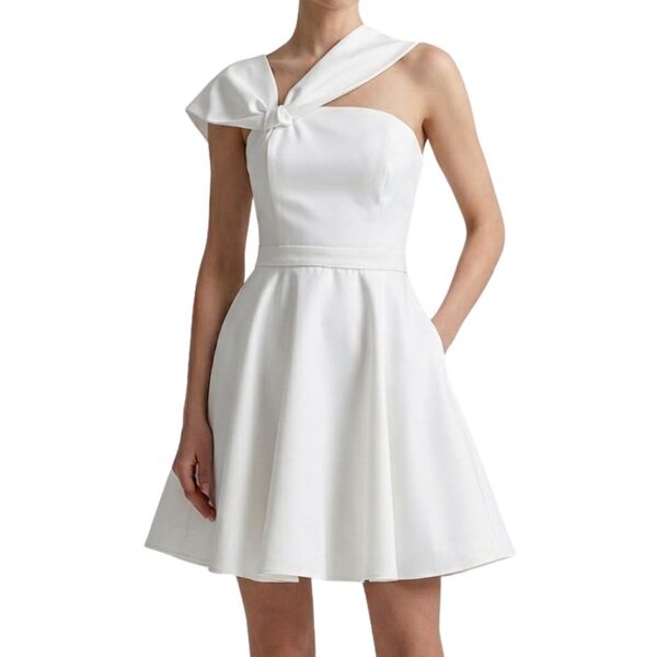 Eli Store Sukienka Midi Elegancka Biała Rozkloszowana z Kokardą Rozmiar M