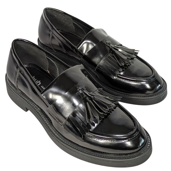 Czarne Lakierowane Mokasyny Loafersy SCHUH Frędzle 41