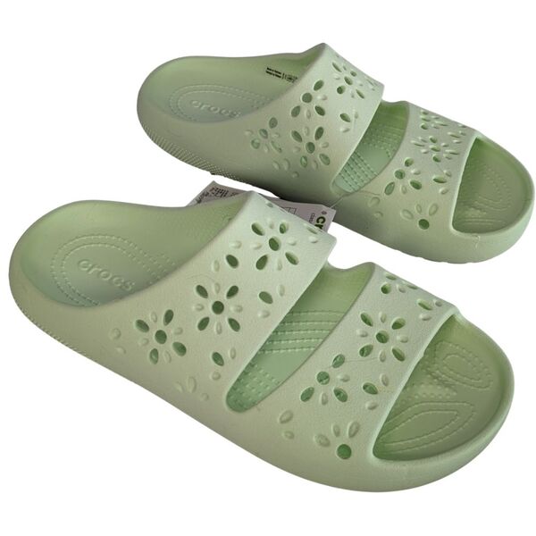 Jasnozielone Klapki CROCS Classic Floral Cut Out 39-40
