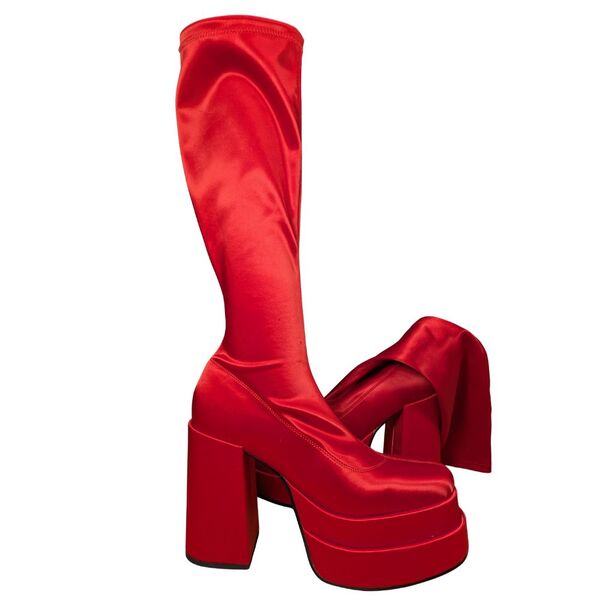 Steve Madden Cypress – Czerwone Satynowe Kozaki na Platformie 41