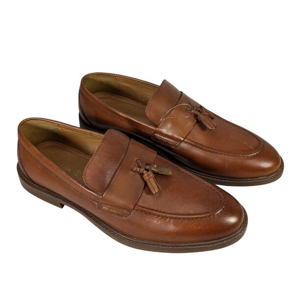 Męskie Skórzane Loafersy Thomas Crick – Brązowe z Frędzlami 43 (Wkładka 28,5 cm)